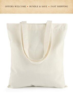 Cotton Canvas Reusable Grocery Tote Bags Set of 5 Foldable DIY Craft